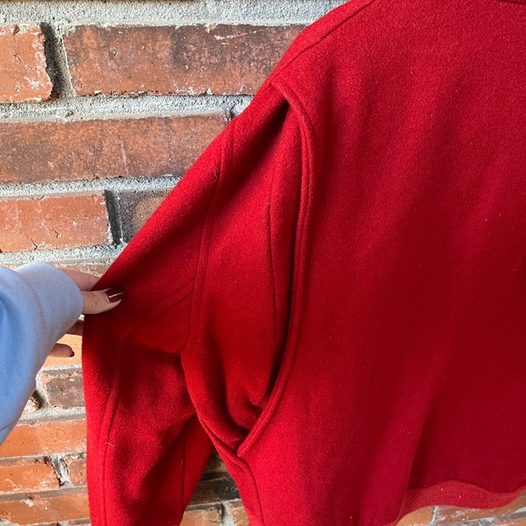 Vintage English Squire Red Wool Bomber Jacket Size 40 - Picture 8 of 8
